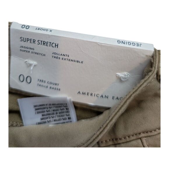 American Eagle Pants Tan Khaki Jegging Super Stretch Womens Size 00 X-Short NEW - Picture 4 of 4